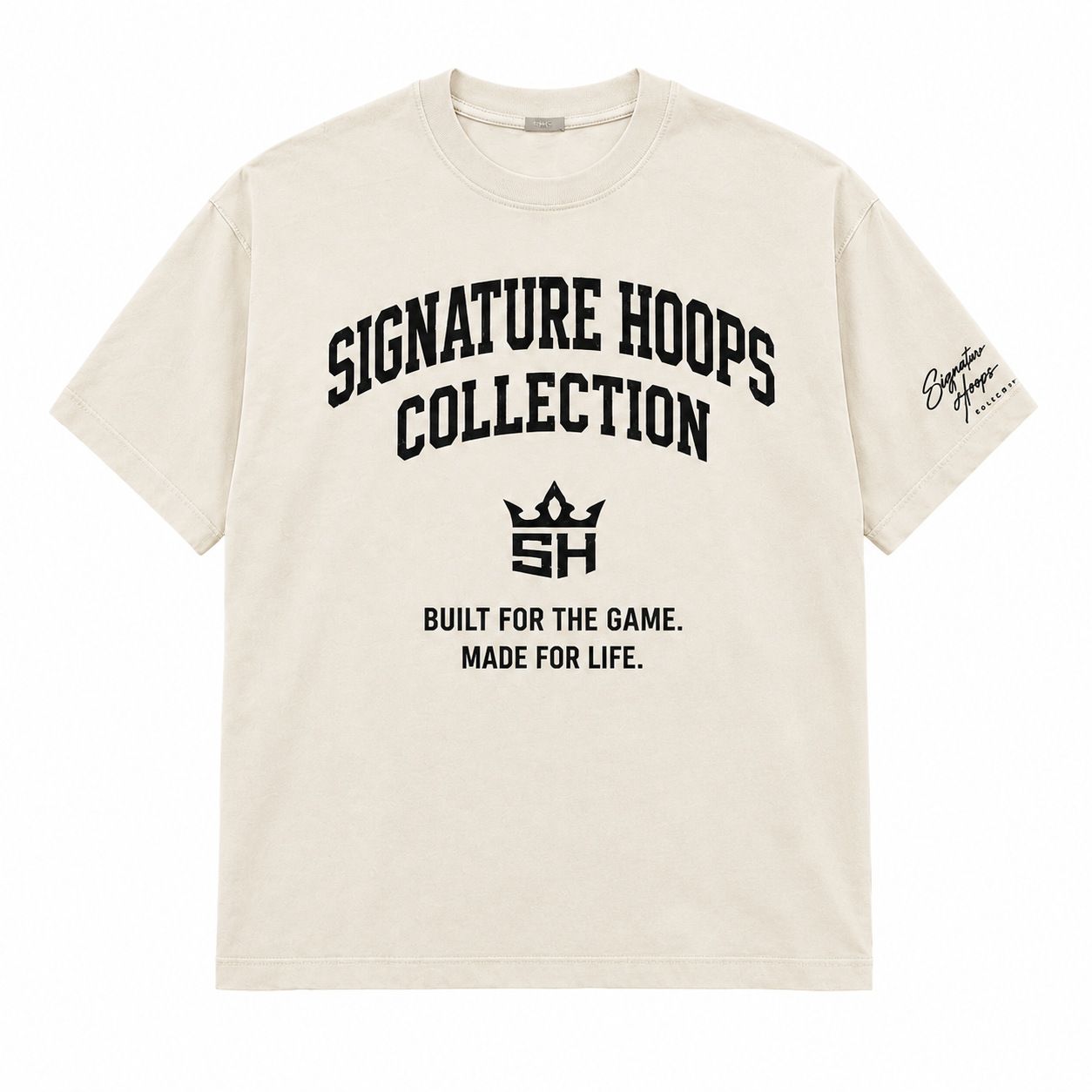 SHC-1002_Signature-Hoops-Collegiate-Tee_Vintage-White_Front Signature Hoops Collegiate Tee - Image 1