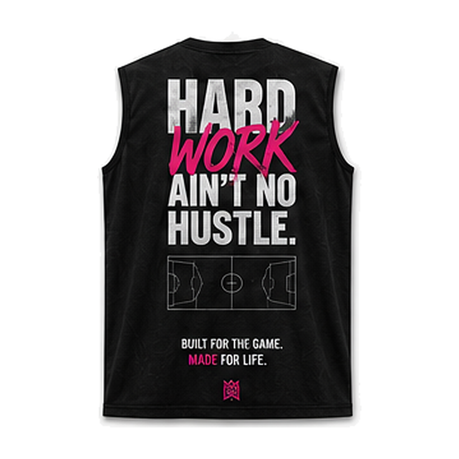 SHC-3003_Hard-Work-Sleeveless-Tee_Vintage-Black-Pink-Accent_Back Hard Work Ain’t No Hustle Sleeveless Tee - Image 1