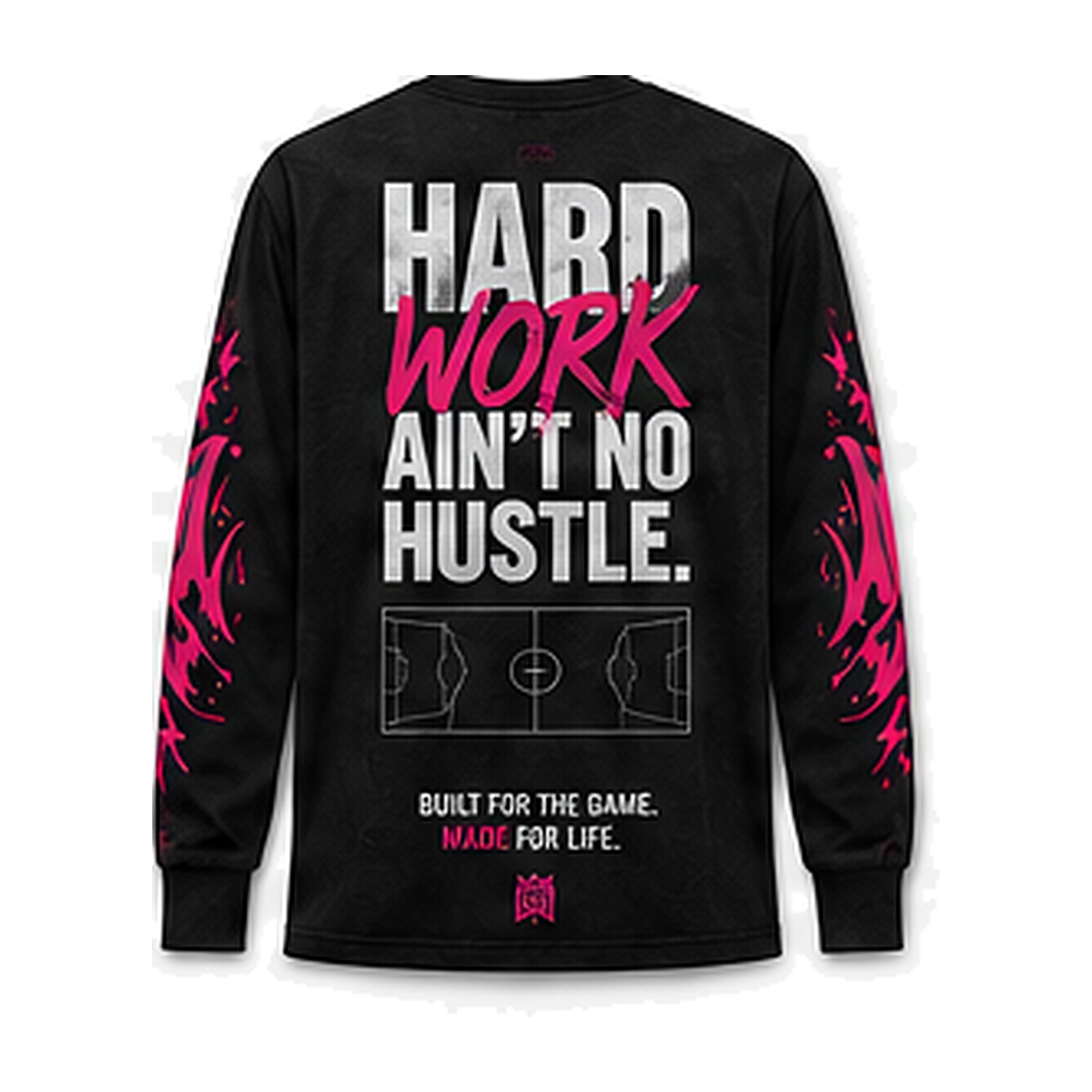 SHC-3004_Hard-Work-Long-Sleeve_Vintage-Black-Pink-Accent_Back Called To The Game Long Sleeve - Image 1